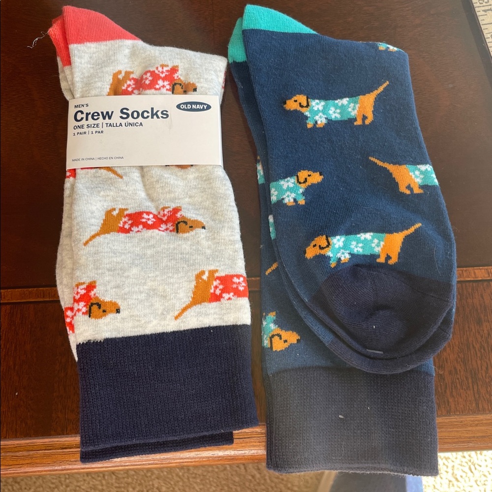 Old Navy Men's dachshund Crew Socks - set of 2